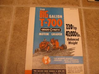 Galion T 700 Motor Grader Sales Brochure Literature 59