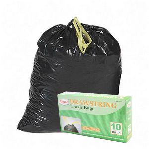 240 30 Gallon Drawstring Black Large Garbage Trash Bags