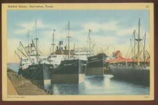 070109 Ships in Harbor Galveston Texas TX Vintage Postcard