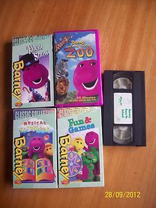 LOT 4 BARNEY VHS MOVIE TAPES FUN GAMES MUSICAL SCRAPBOOK TALENT SHOW