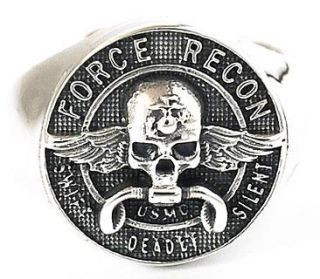 FORCE RECON USMC STERLING 925 SILVER RING Sz 10 U.S. MARINE MILITARY