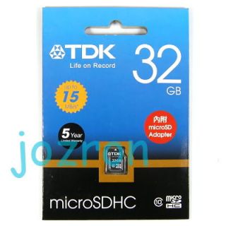 TDK 32GB 32G Micro SDHC Card Flash SD Adapter Class 10