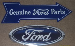 Nostalgic Ford Blue Oval Genuine Parts Tin Sign Set Mustang Fairlane