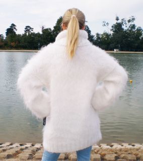  Hand Knitted Premium Longhair Fuzzy Mohair Sweater Turtleneck