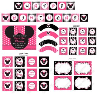 Printable Minnie Mouse Birthday Party Invitation Pink
