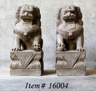 Stone Foo Dog Statue Set Fu Lion Pair Asian Garden 20