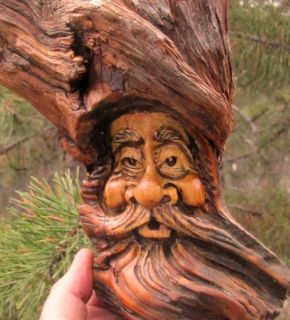   Wizard Rustic Spirit Lodge Log Home Cabin Decor Forest Face Carving