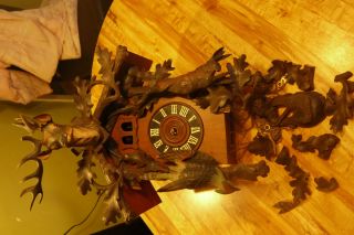  cuckoo clock co. antique black forrest carved for parts repair project