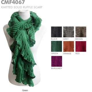  Natural Super Soft Mohair Knitted Solid Ruffle Scarf CMF4067