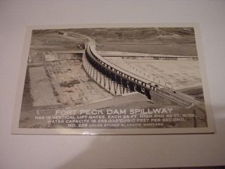 RPPC Fort Peck Dam Spillway Montana MT Postcard
