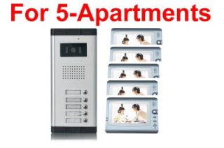 TFT LCD 5 flats Apartments Video Doorbell Door phone Intercom