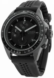   Fossil Black Silicone Band Steel Case Chronograph Mens Watch CH2703