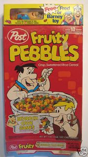 Post Fruity Pebbles Box Fred Flintstone Figure RARE