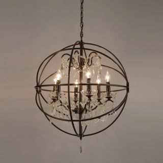 Restoration French Industrial Style Hardware Orb Crystal Chandelier
