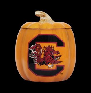 South Carolina Gamecocks Cookie Jar SC Ceramic Pumpkin Halloween Treat