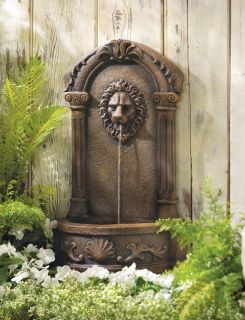 Lion Outdoor Wall Water Fountain Neoclassic European Garden Decor Faux