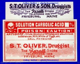 13 Antique OLIVER & SON FREYBURG Maine Pharmacy DRUGSTORE Medicine