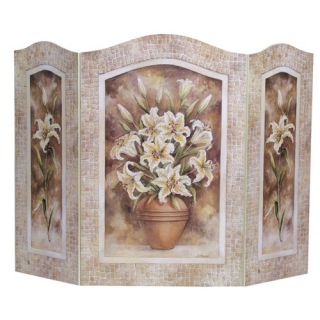  Lily Flower 3 Panel Decorative Fireplace Screen FS 4700