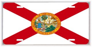Florida State Flag Vehicule License Metal Plate Tag