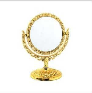 Small Antique Style Faux Ormolu Framed Mirror on Stand Dressing