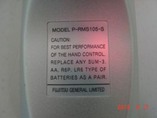 Fujitsu Plasmavision P RMS105 s Remote Control RMS105 PRMS105S Plasma