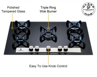 Ring 90cm Black Glass Built in Gas FSD Hob x Series Pro