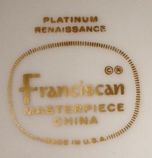 Franciscan China Renaissance Platinum Cup Saucer Set