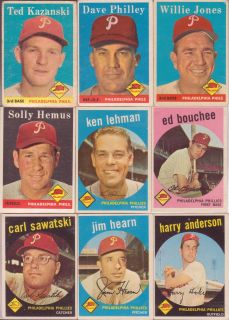 Lot 51 1957 69 Topps Phillies Cards Mostly Mid Mid High Grade BV $430