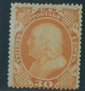 US Stamp 1857 30c Franklin Scott 38 Unused OG Partial Hinged Genuine
