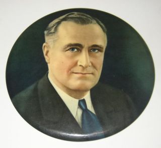 Original Franklin D Roosevelt 9 Celluloid Button Plaque FDR Near Mint