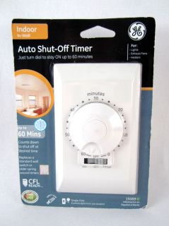 GE General Electric Indoor Auto Shut Off 60 Minute Timer Model 15069