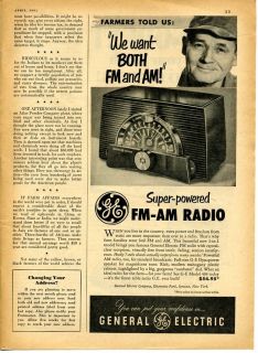 1951 GE General Electric 408 Superpowered Amfm Radio Ad