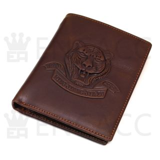 New Mens Brown Genuine Leather Billfold Wallet Zippered Pocket Purse