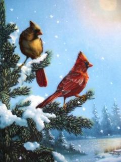 George Moonlight Retreat Cardinal Log Cabin Wings of Winter D L