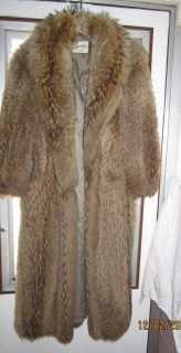 GARBER Furs Long FULL LENGTH LIGHT BROWN FOX FUR Coat SZ 10  BEAUTY