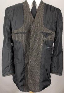42 R George Black Olive Gray Tweed 3 Button Sport Coat Jacket Suit