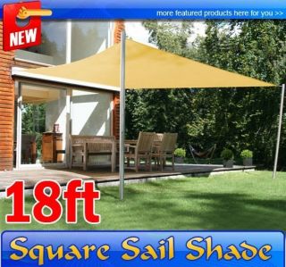  18 ft Square Sun Sail Shade Canopy Outdoor Patio Garden Sand