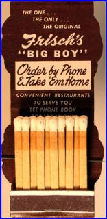 1950s Frischs Big Boy Contour Match Book  Phone Book Reference