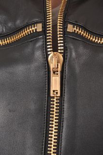 Gareth Pugh New Woman Leather Jacket PG6276 L Black Size 46 ITA Made