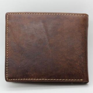 Mens Light Coffee Genuine Real Leather Zipper Pocket Bifold Wallet