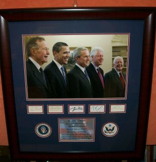 Barack Obama Clinton Carter George w Bush 5 Presidents Signed