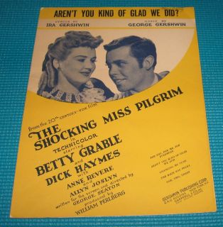  Kind of Glad We Did George Gershwin Vintage Movie Sheet Music