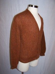 Vintage Mens Puritan Gary Player Cardigan Sweater Orange Mohair Wool L