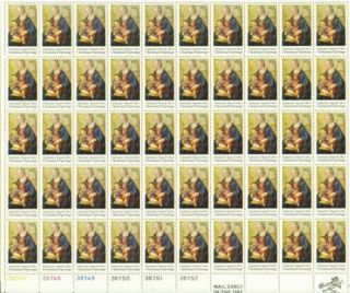 Scott 1579 Madonna Child Ghirlandaio Christmas 10ct 50 Stamp Sheet
