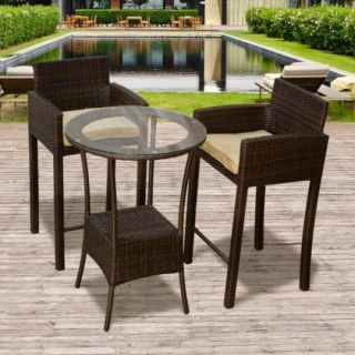 Lovely 3 Piece Furniture Outdoor Wicker Patio Bar Set Bar Chair with