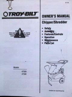  Troy Bilt Manual Models 47329 47330
