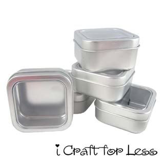  Square Clear View Top Metal Gift Storage Spice Favor Tins 2 Oz