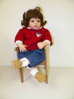 Gaby Jacques Porcelain Doll and Chair  Masterpiece 20 Tall XLNT