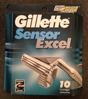 Authentic Original Gillette Sensor Excel Razor Blade 10 Cartridges