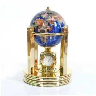 110mm Gemstone Globe Desk Clock Home Decoration Gift